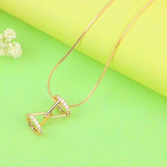Rose Gold Hourglass Pendant Necklace With Sparkling CZ Stones, XPPT1195 - Picture 4 of 13